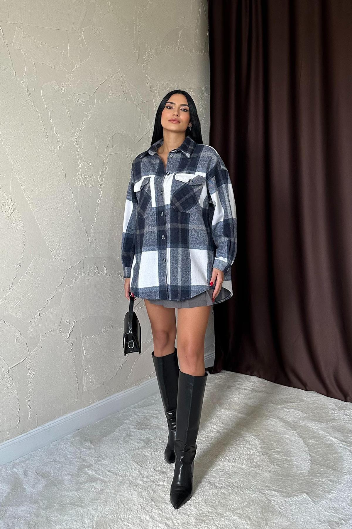 Toptan Lacivert Cepli Oduncu Gömlek