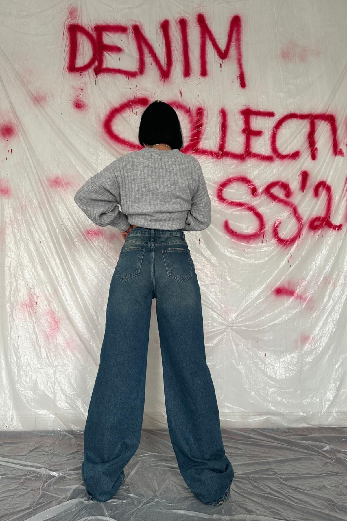 Toptan Lacivert Comfy Jeans Pantolon