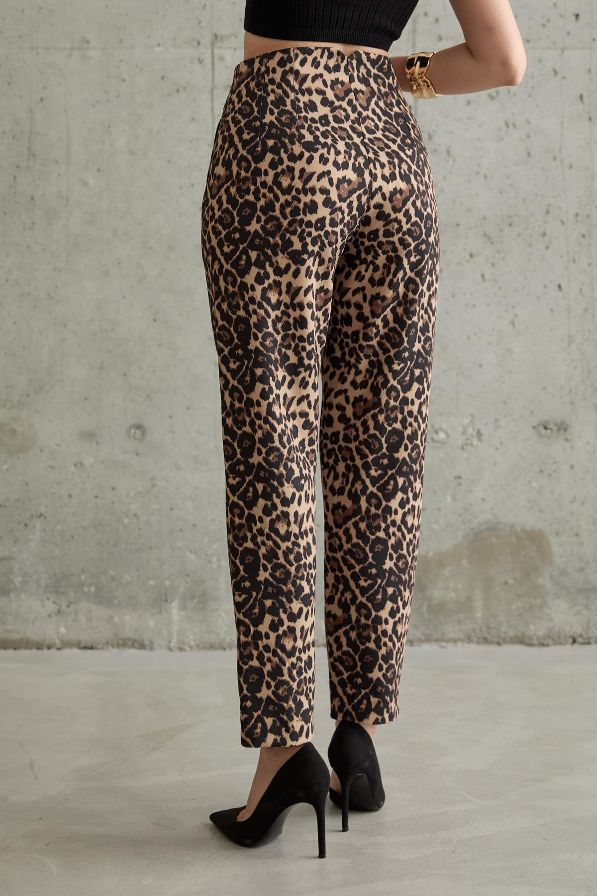 Toptan Leopar Desenli Kumaş Pantolon