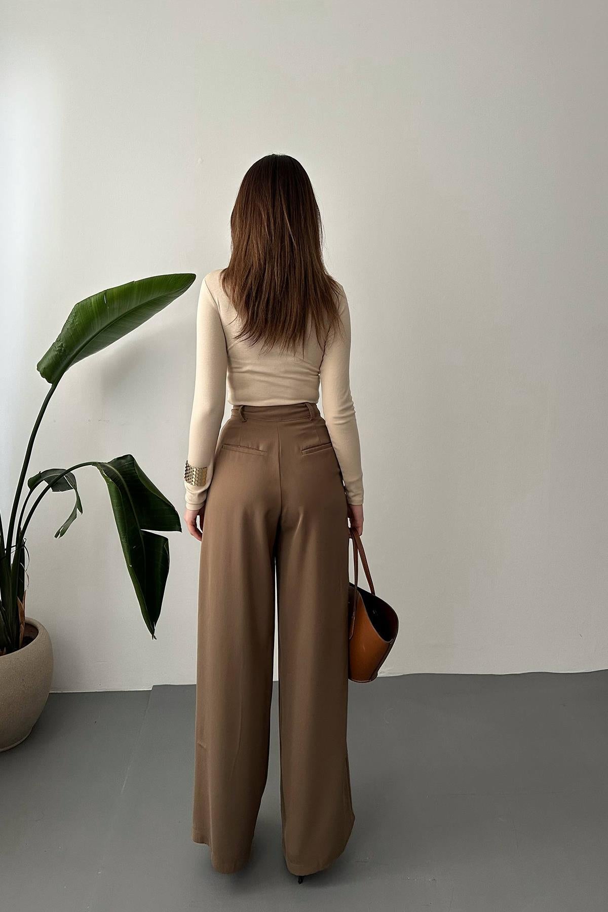 Toptan Mocca Pileli Comfort Pantolon