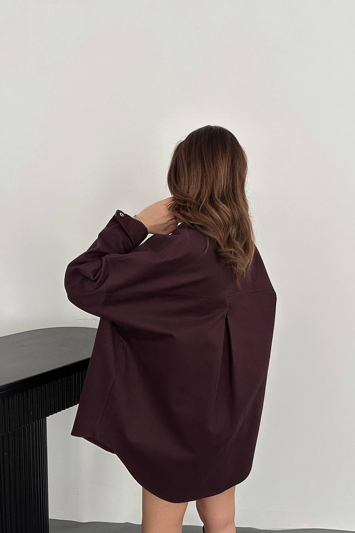 Toptan Mürdüm Gabardin Gömlek