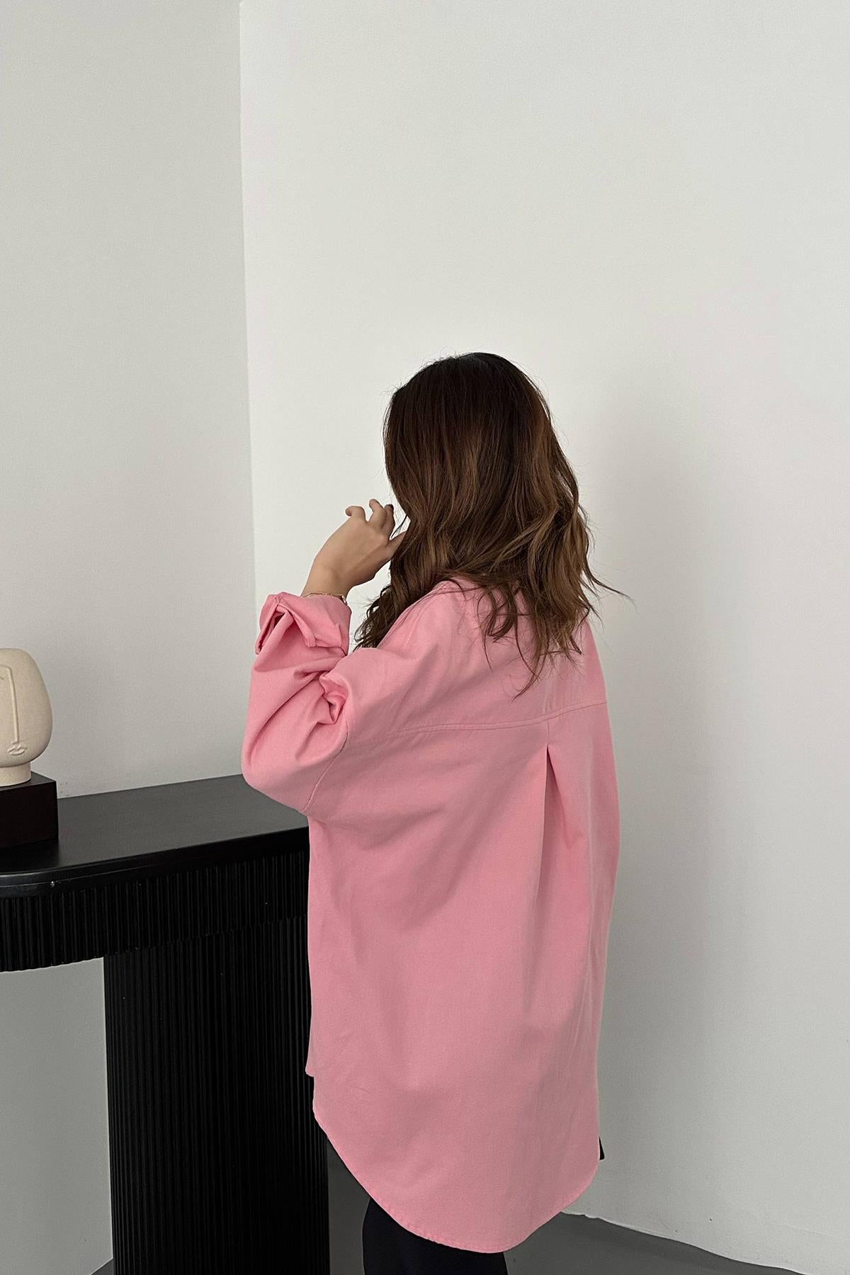 Toptan Pembe Gabardin Gömlek