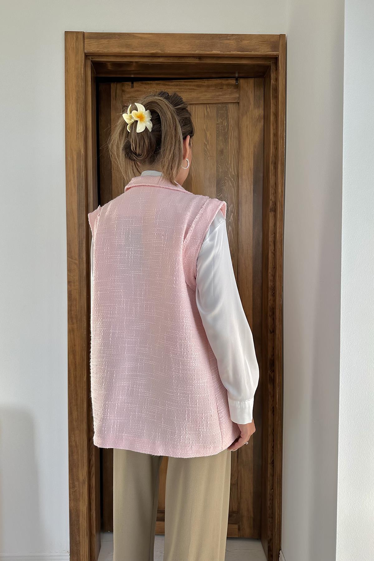 Toptan Pudra Cepli Ve Düğmeli Yelek