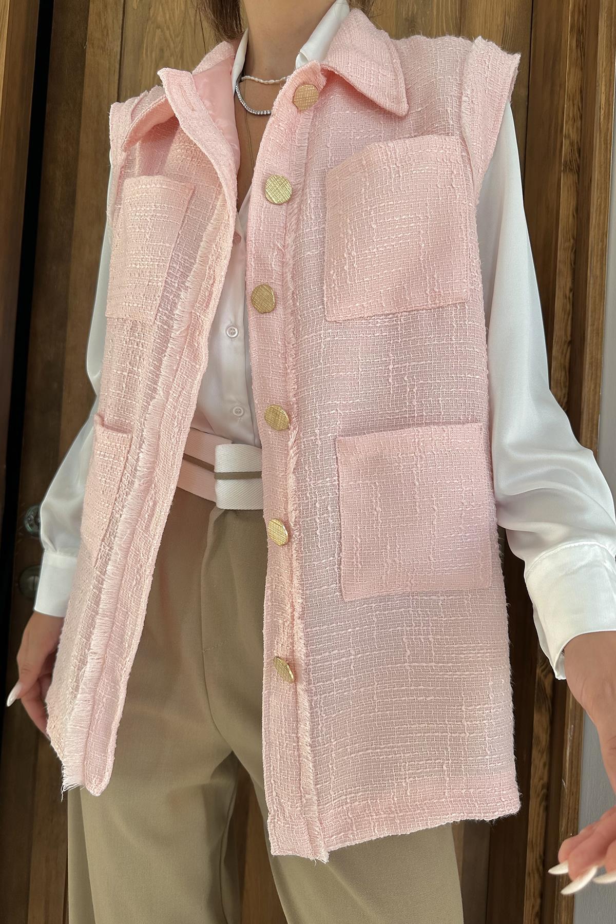 Toptan Pudra Cepli Ve Düğmeli Yelek