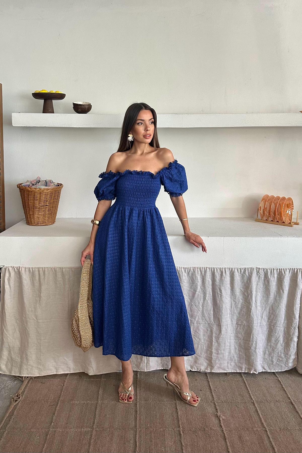 Toptan Saks Gipeli Brode Elbise