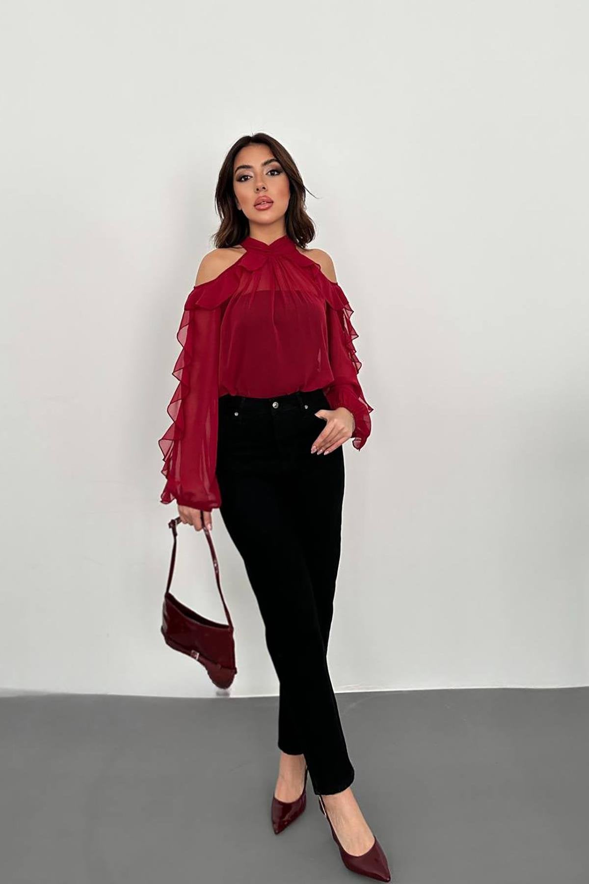 Toptan Siyah Boru Paça Jeans Pantolon