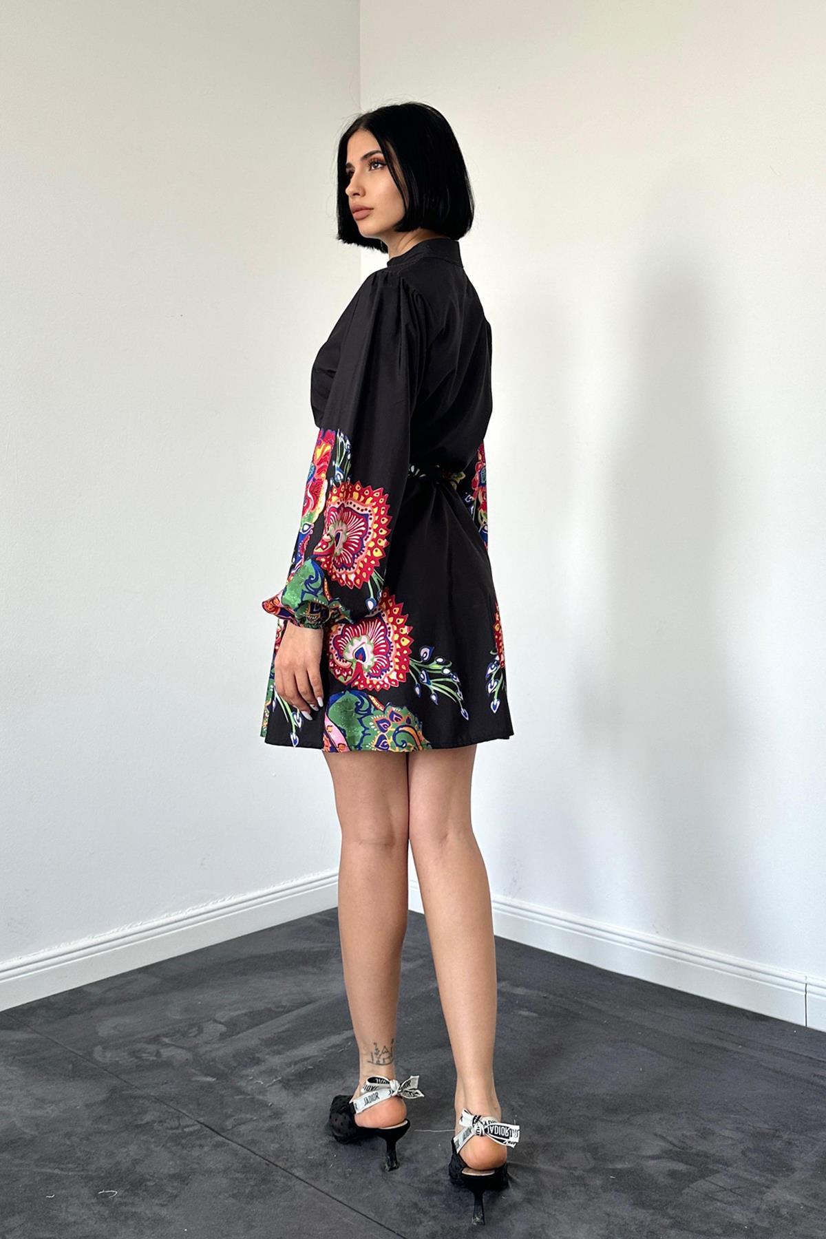 Toptan Siyah Dijital Desen Gömlek