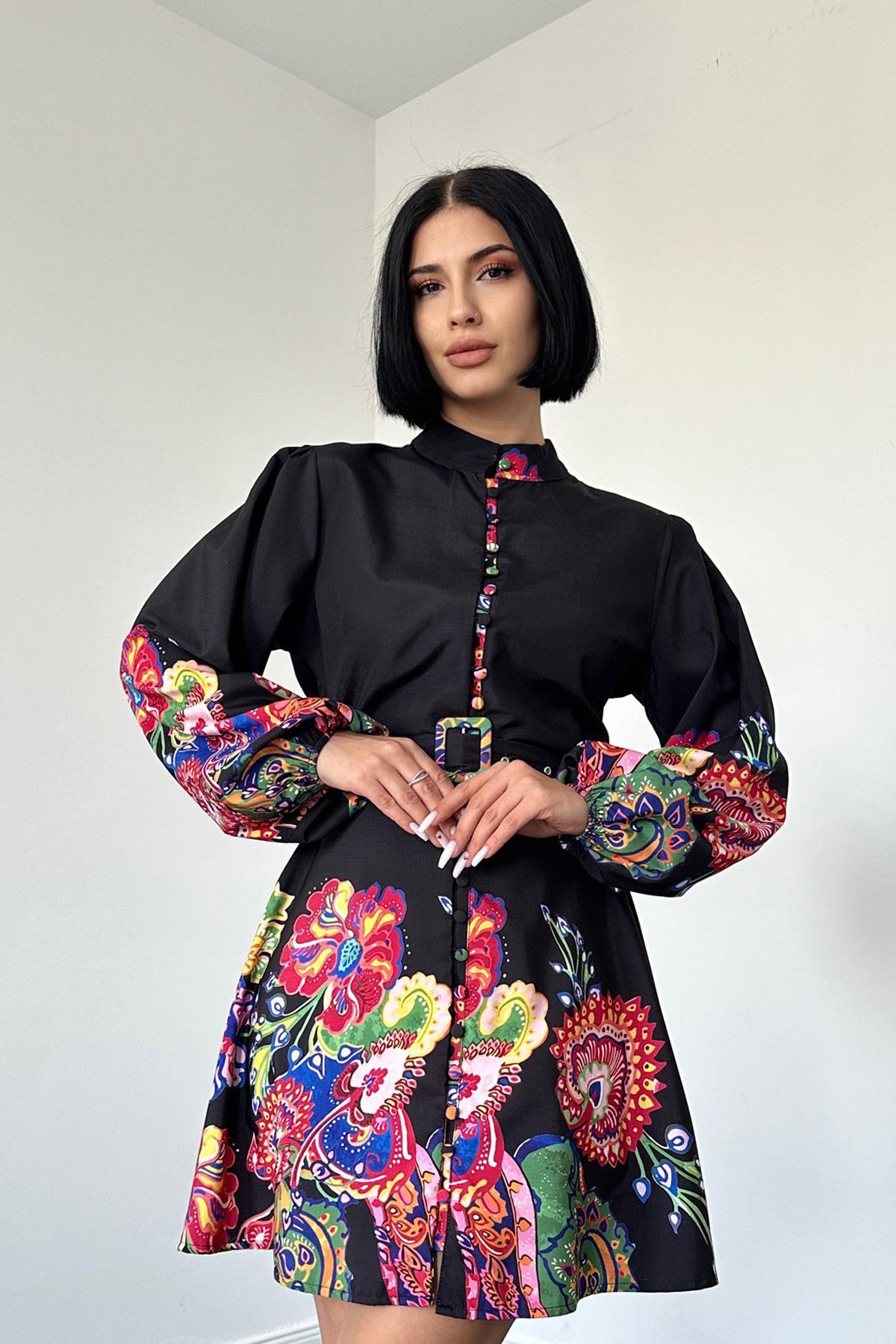 Toptan Siyah Dijital Desen Gömlek