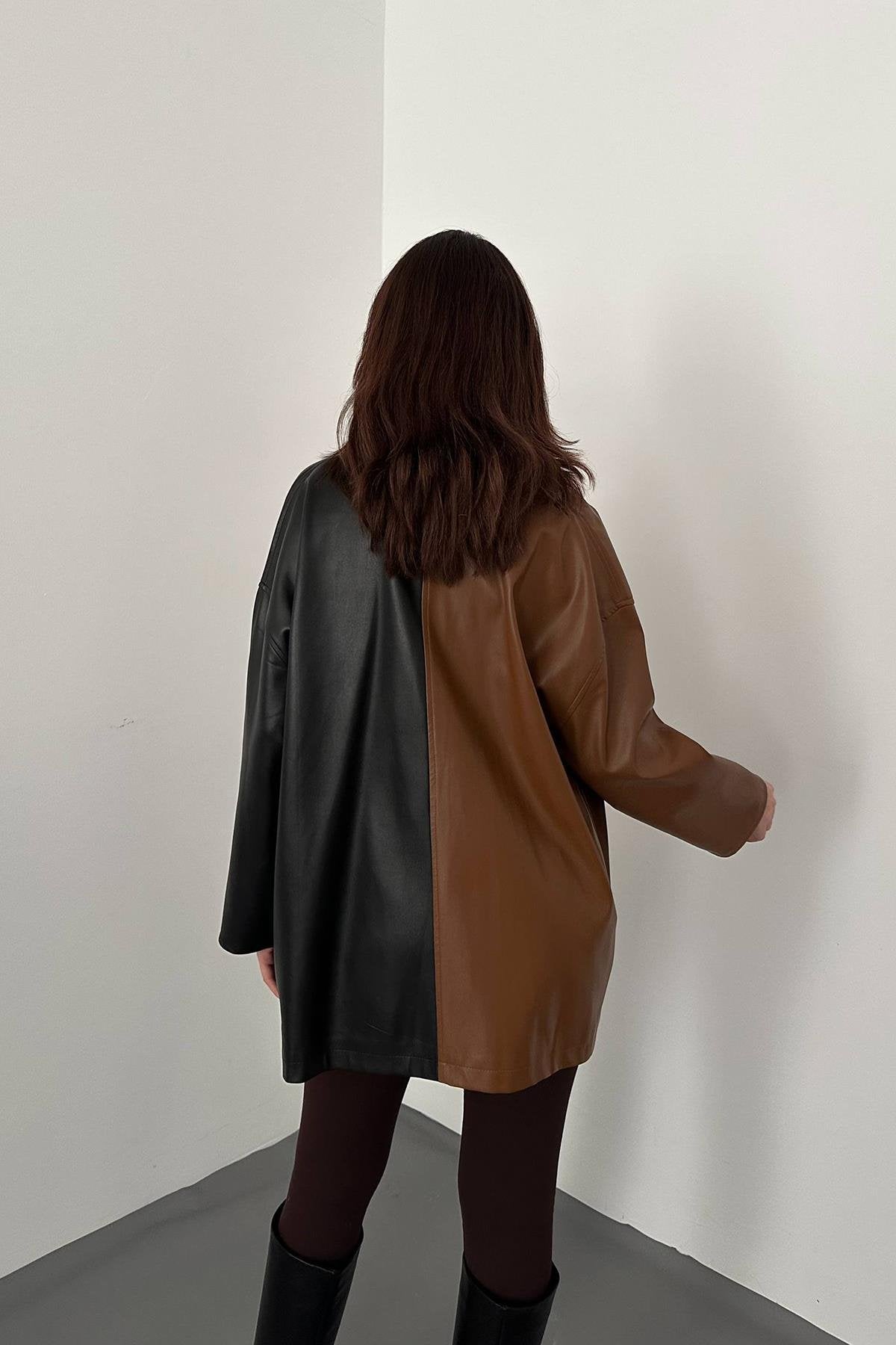 Toptan Siyah Garnili Çıtçıtlı Deri Gömlek