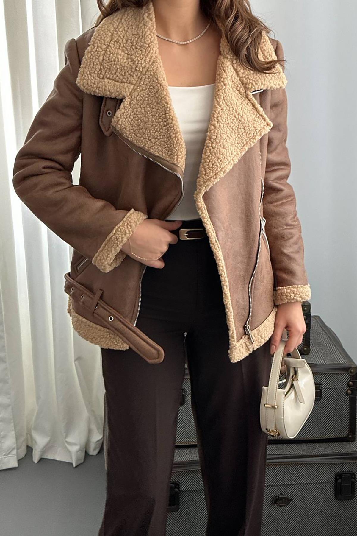 Toptan Taba Apoletli Kürklü Ceket