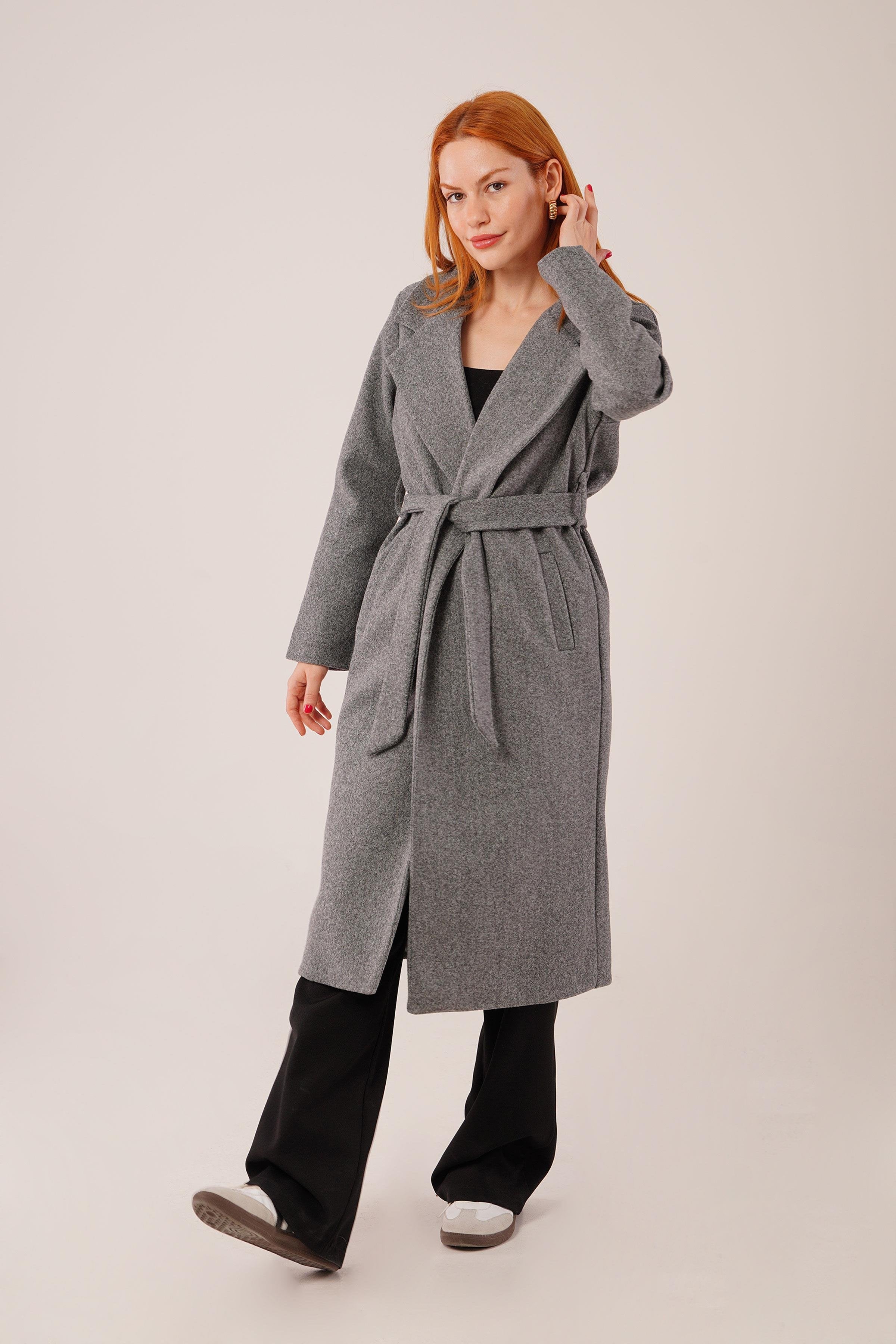 Uzun Astarlı Antrasit Kaşe Toptan Kaban Antrasit S