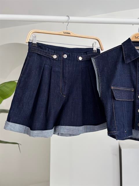 Uzun Cep ve Double Paça Detaylı Denim Takım 10198