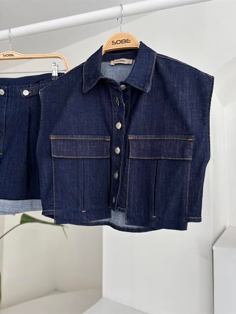 Uzun Cep ve Double Paça Detaylı Denim Takım 10198