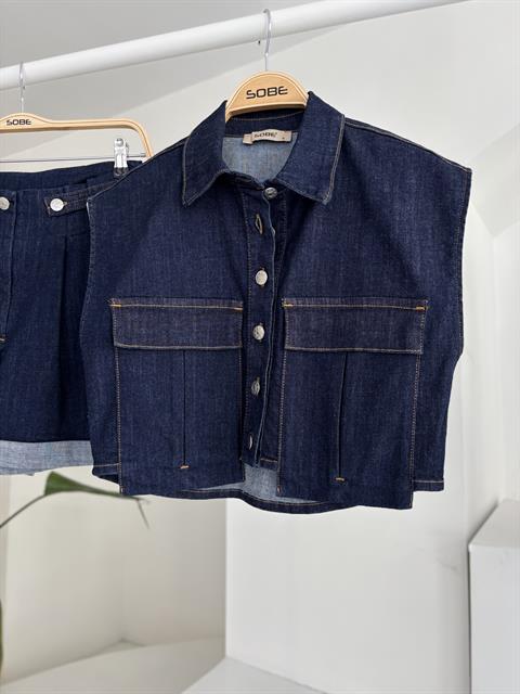 Uzun Cep ve Double Paça Detaylı Denim Takım 10198