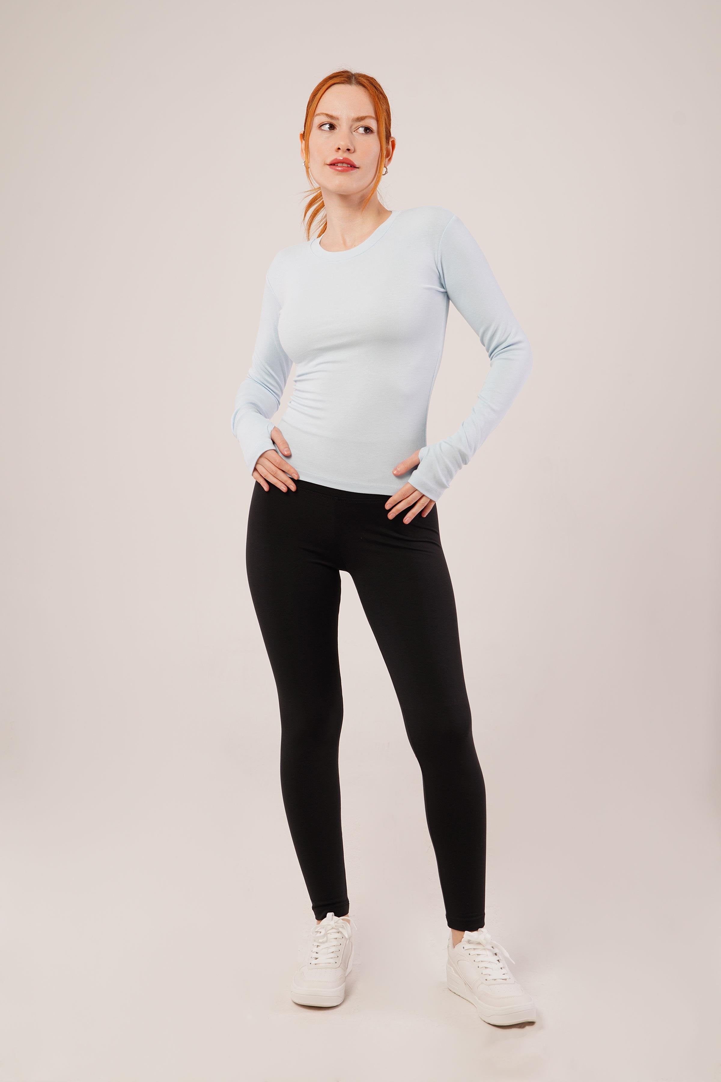 Uzun Kollu Basic Bebe Mavisi Toptan Bluz