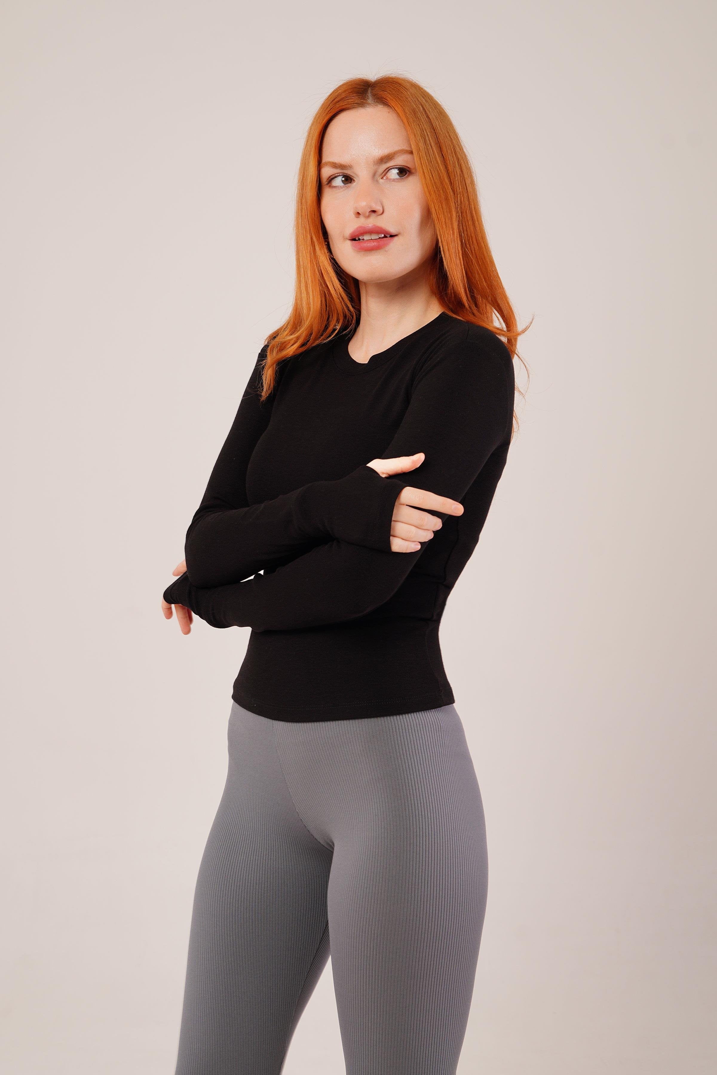 Uzun Kollu Basic Siyah Toptan Bluz