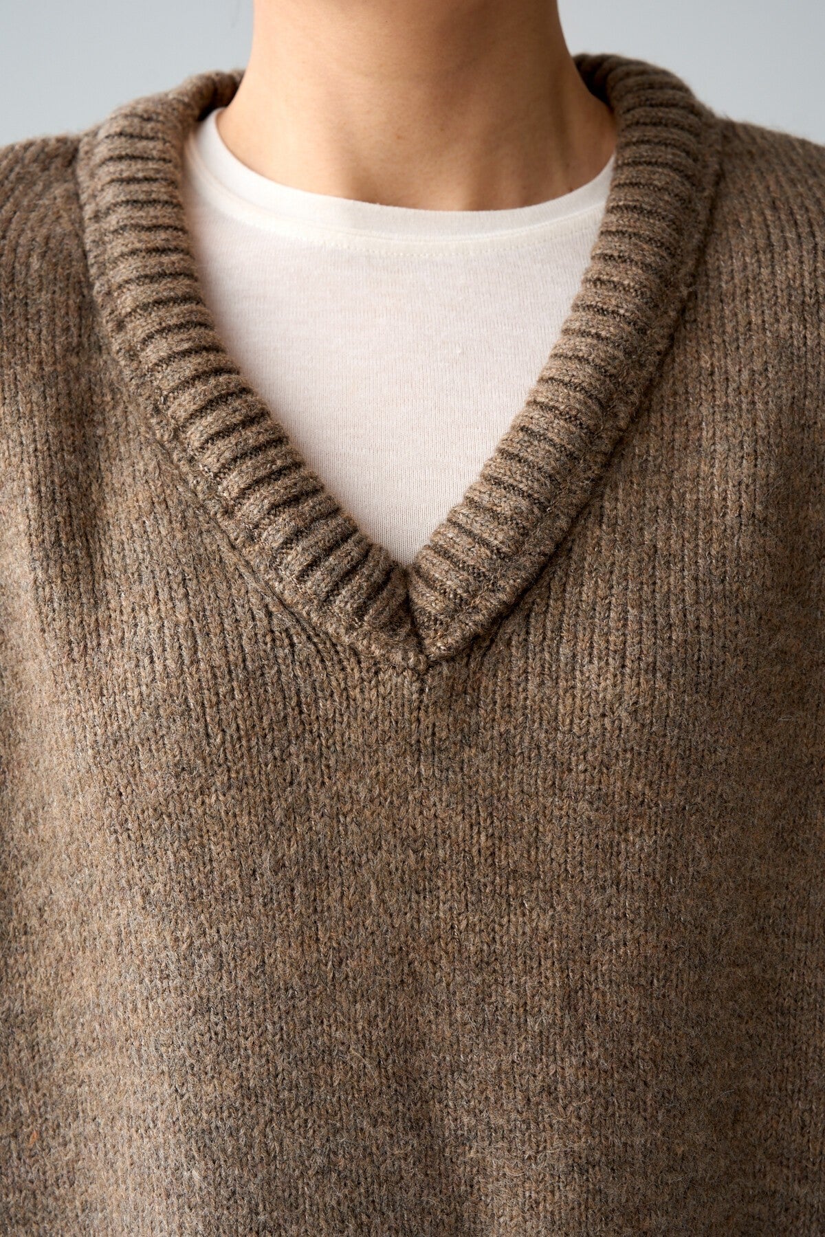 Dark Mink V-Neck Plain Sweater