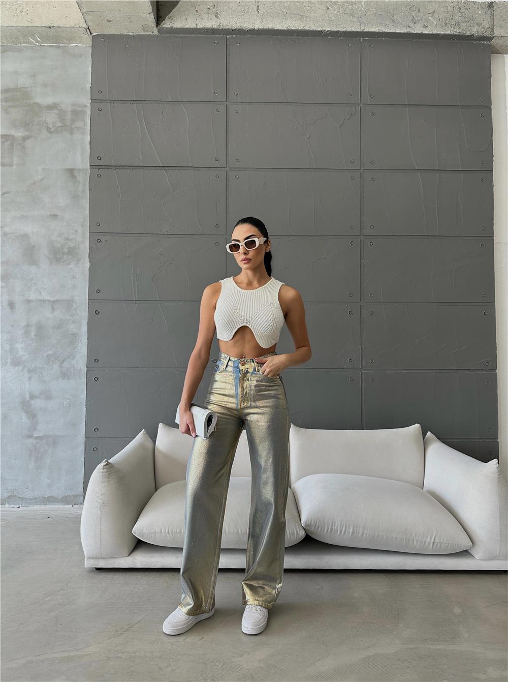 VARAKLI KOT PANTOLON - Gold