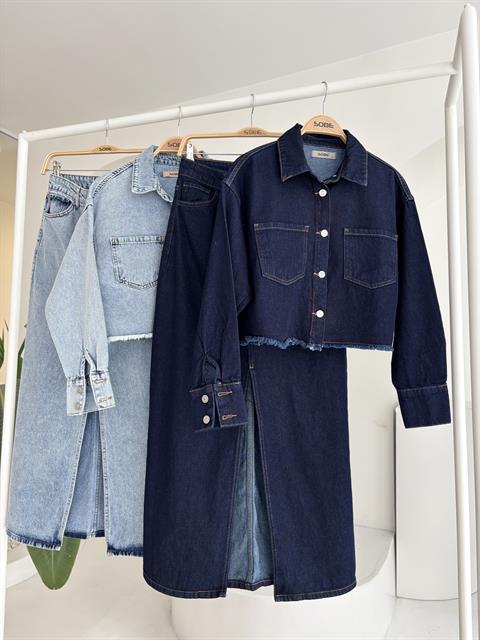 Veronika Yırtmaçlı Denim Takım 9913