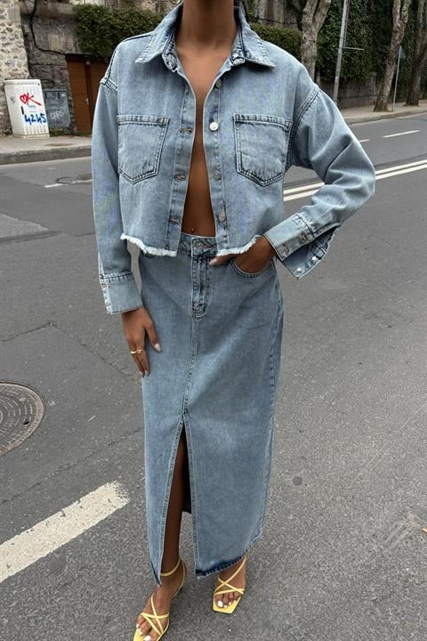 Veronika Yırtmaçlı Denim Takım 9913