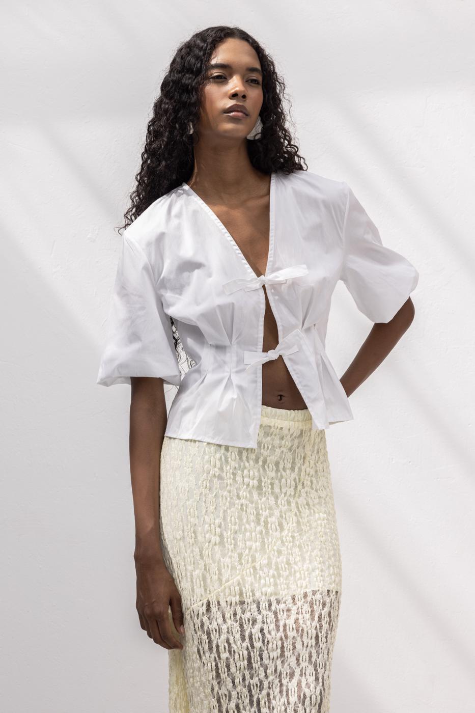Flounced Lace Midi Skirt