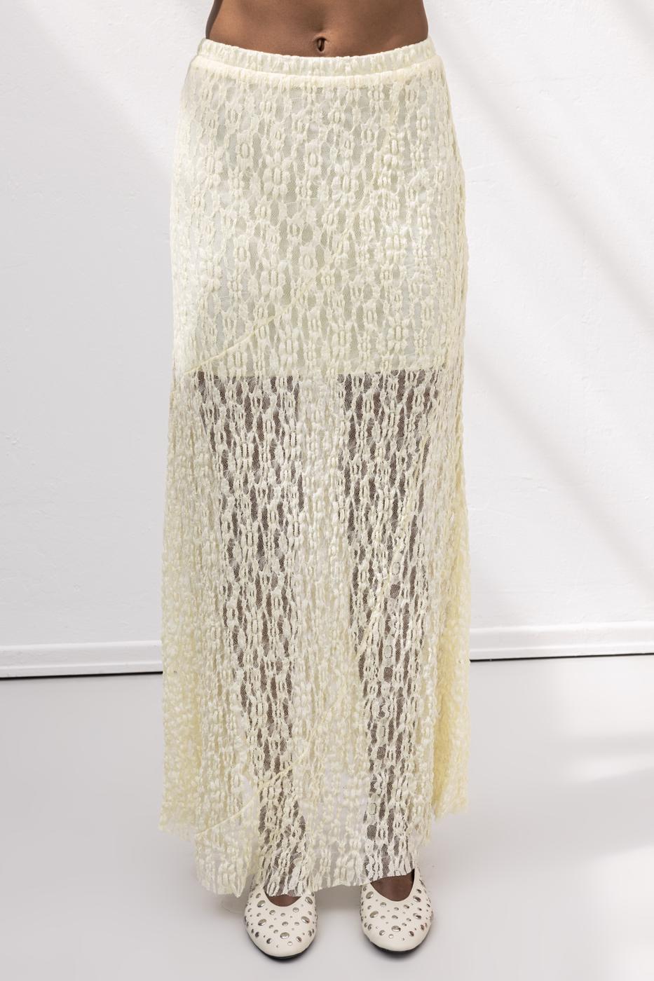 Flounced Lace Midi Skirt