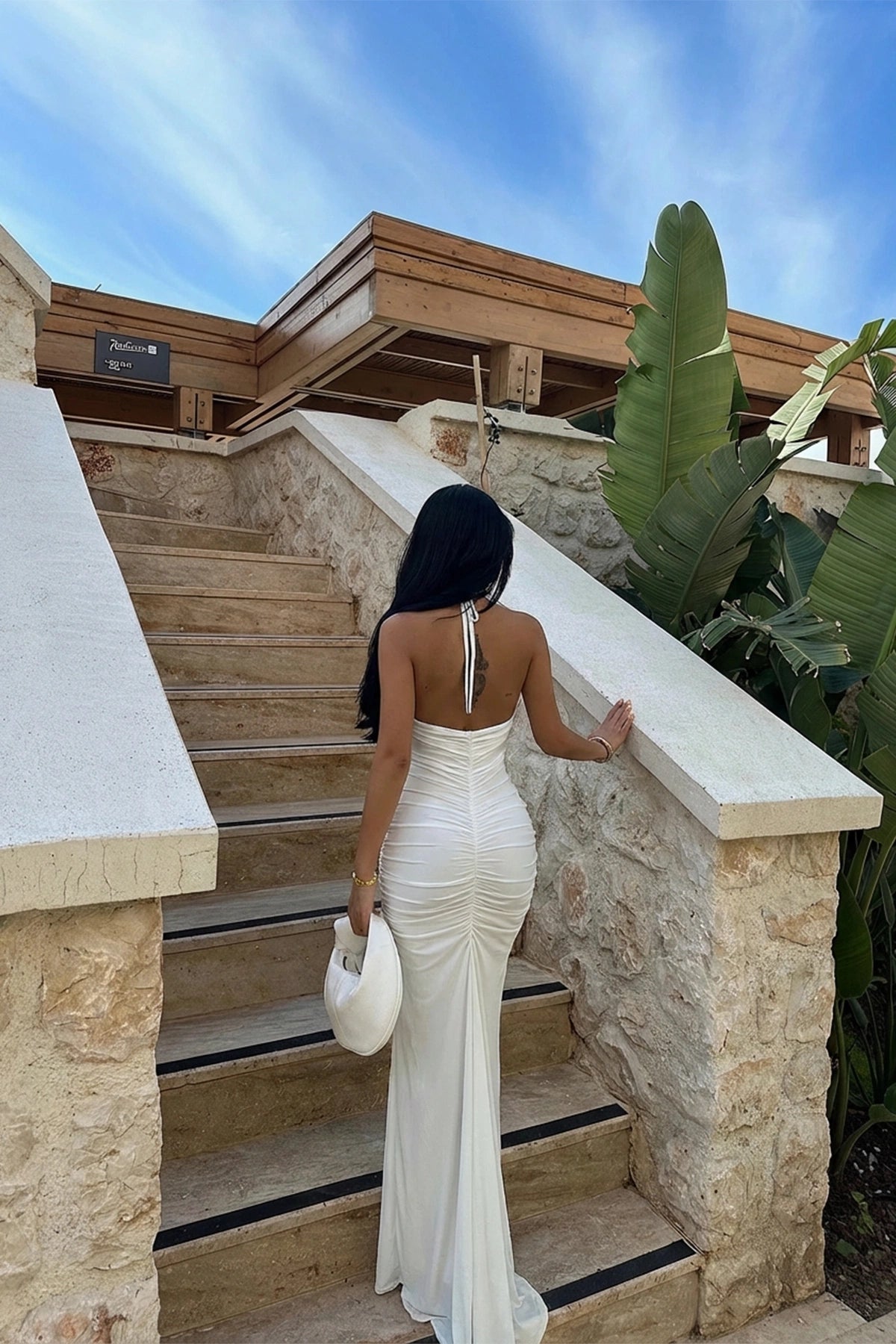 White Back Detail Dress