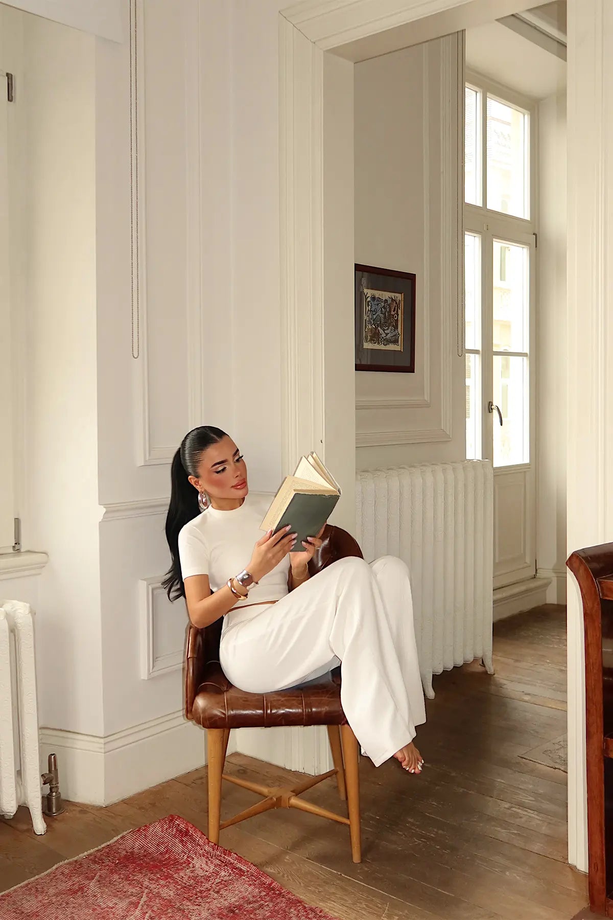 Beyaz Basic Pantolonlu Takım