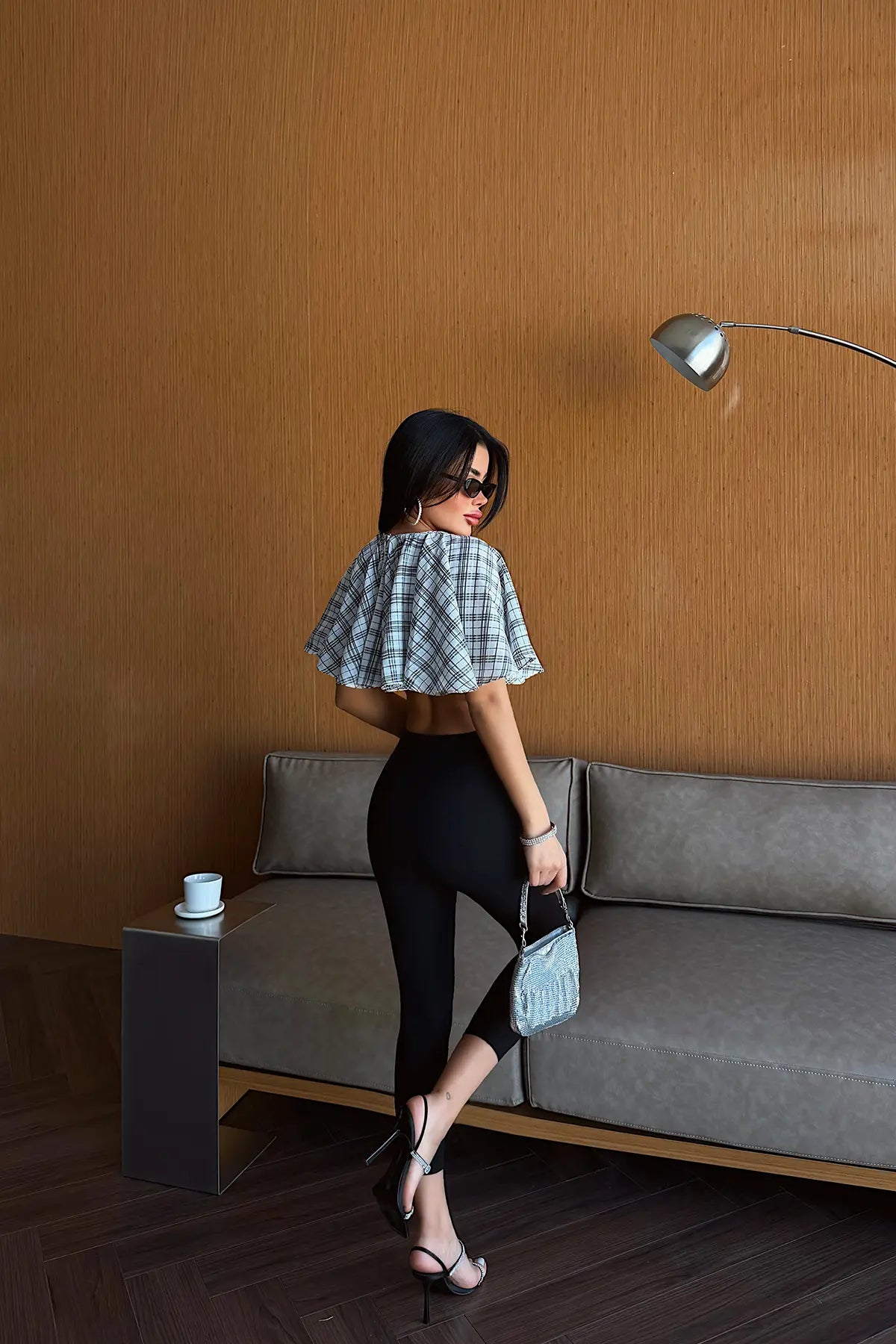 Beyaz Pötikareli Crop Top