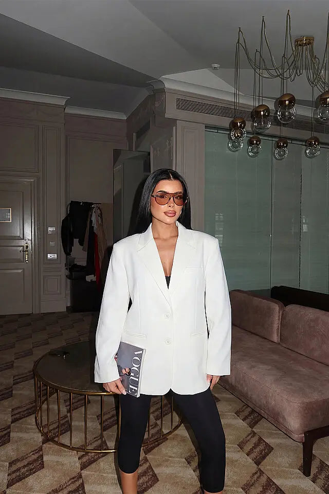 Beyaz Sidrit Oversize Blazer