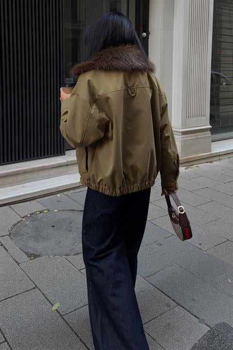 Yakası Kürklü Parka Bomber Ceket 6136
