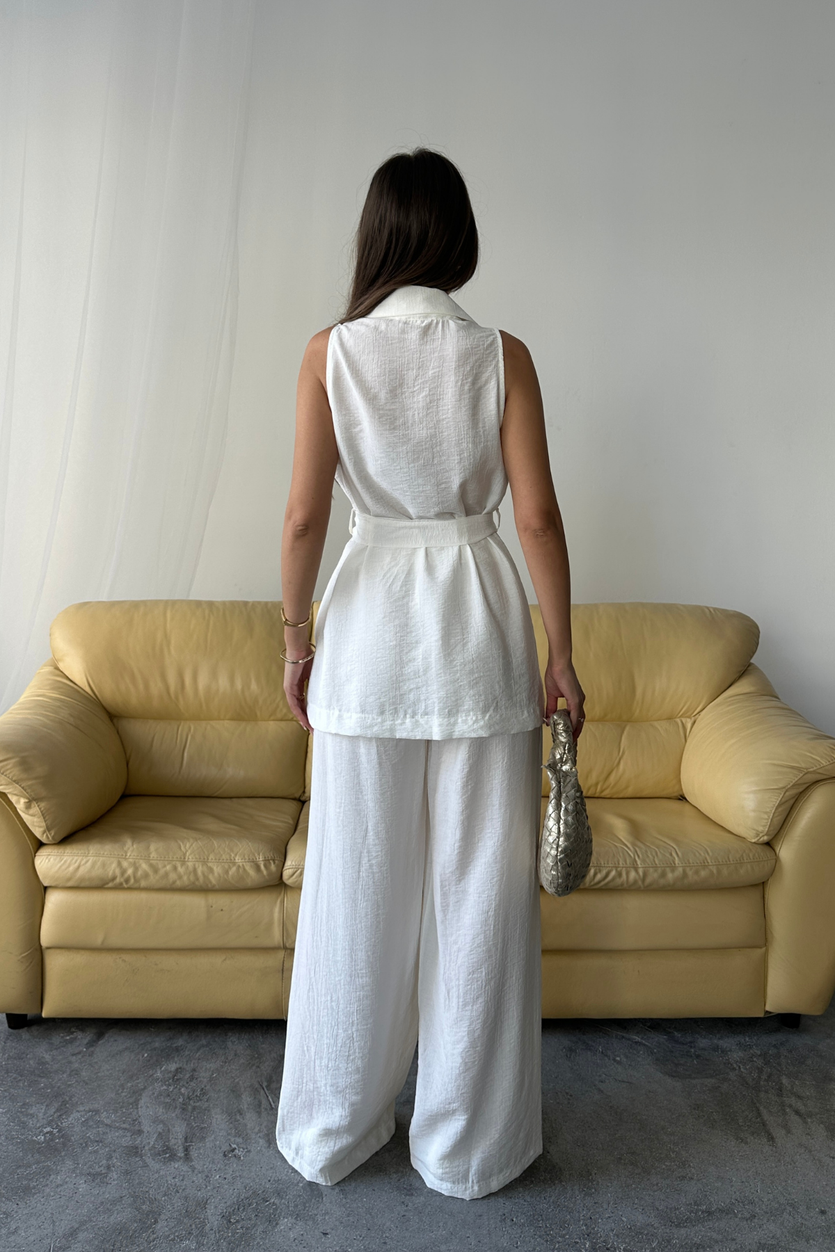 YELEK - PANTOLON TAKIM ÇİLEK KUMAŞ - Beyaz