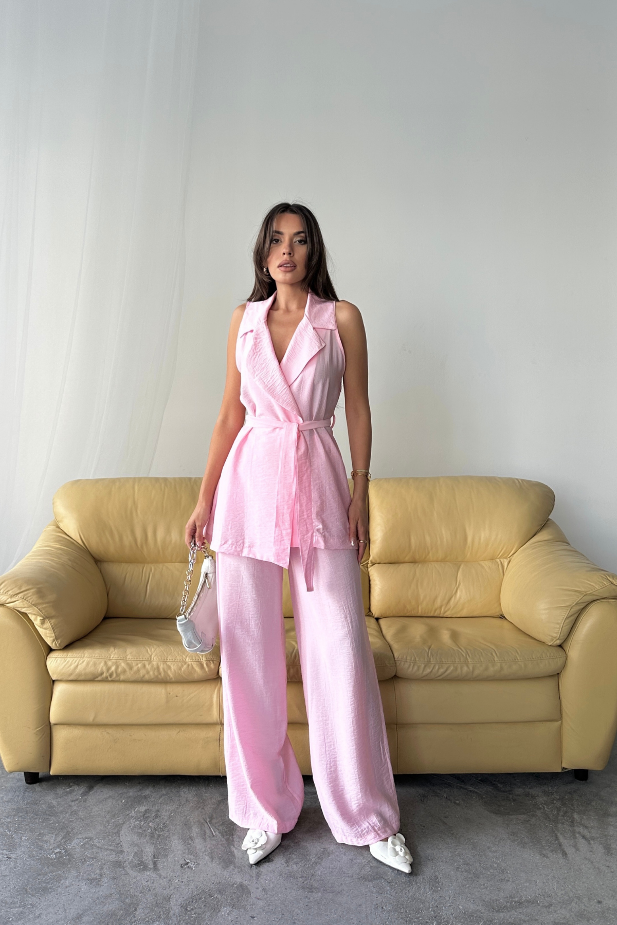 YELEK - PANTOLON TAKIM ÇİLEK KUMAŞ - Pembe