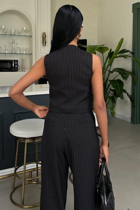 Yelek ve Pantolon Çizgili Double Takım 10017