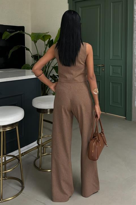 Yelek ve Pantolon Çizgili Double Takım 10017