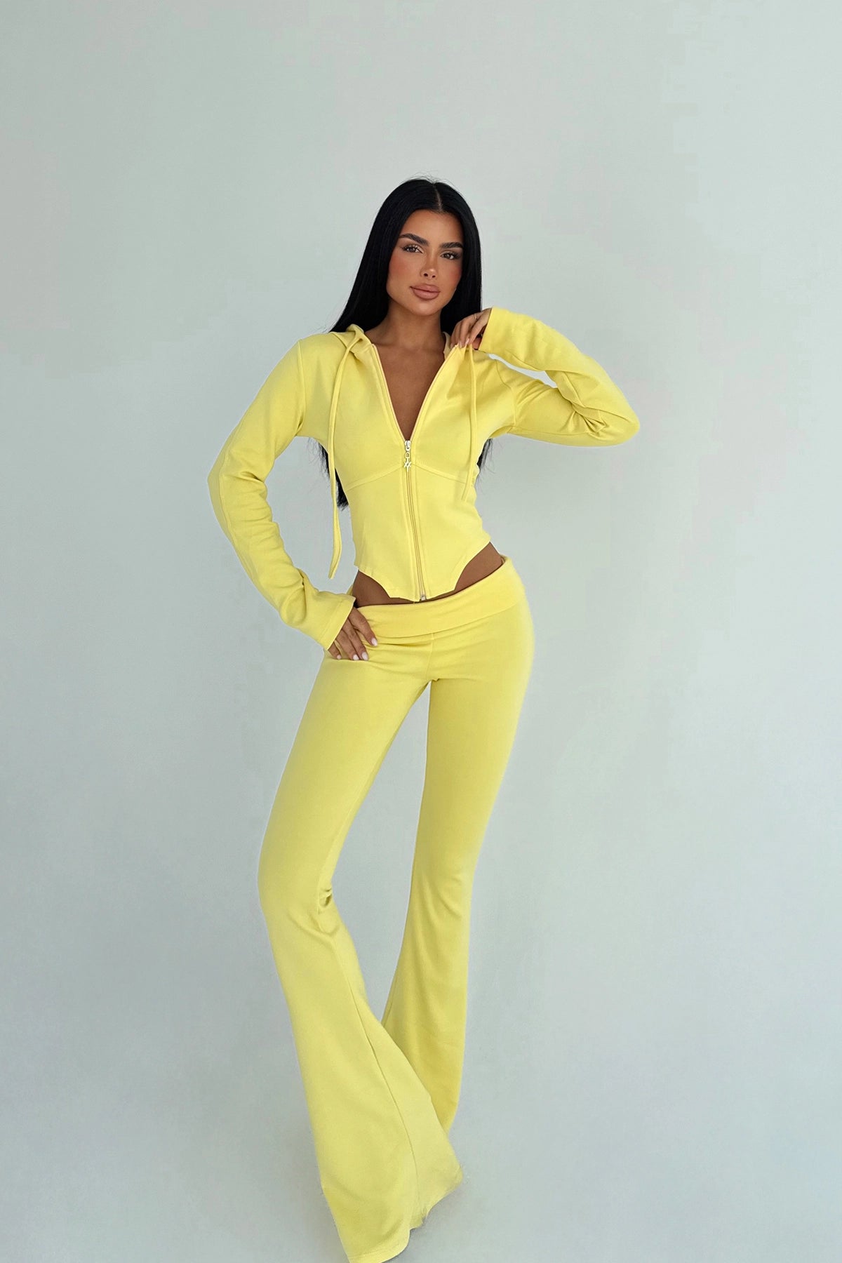 Sarı Pointelle Eşofman Takımı XS