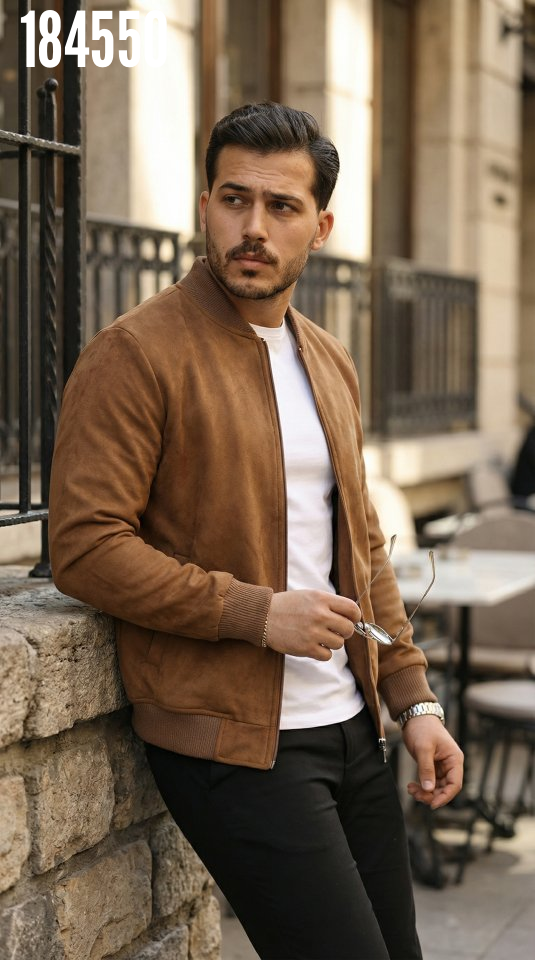 Erkek önden Fermuarlı Içi Astarlı Süet Ceket, 38330