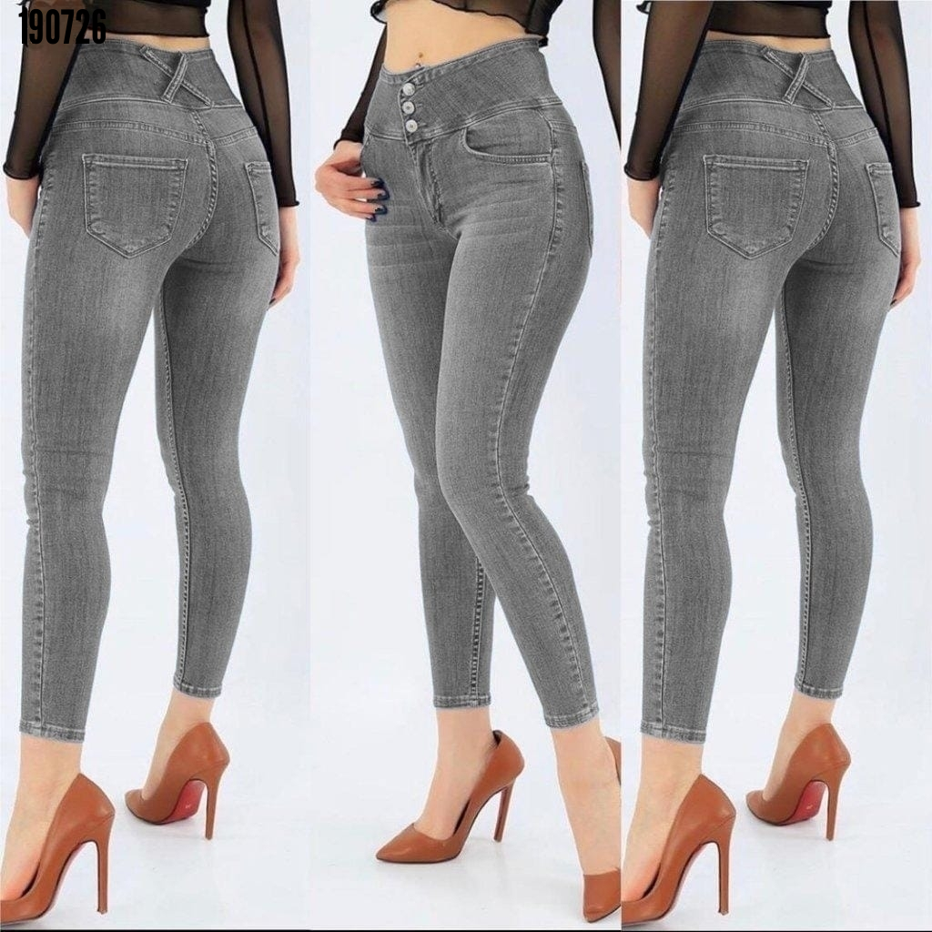 Yüksel Bel Likralı Kot Pantolon (Gri), 38357