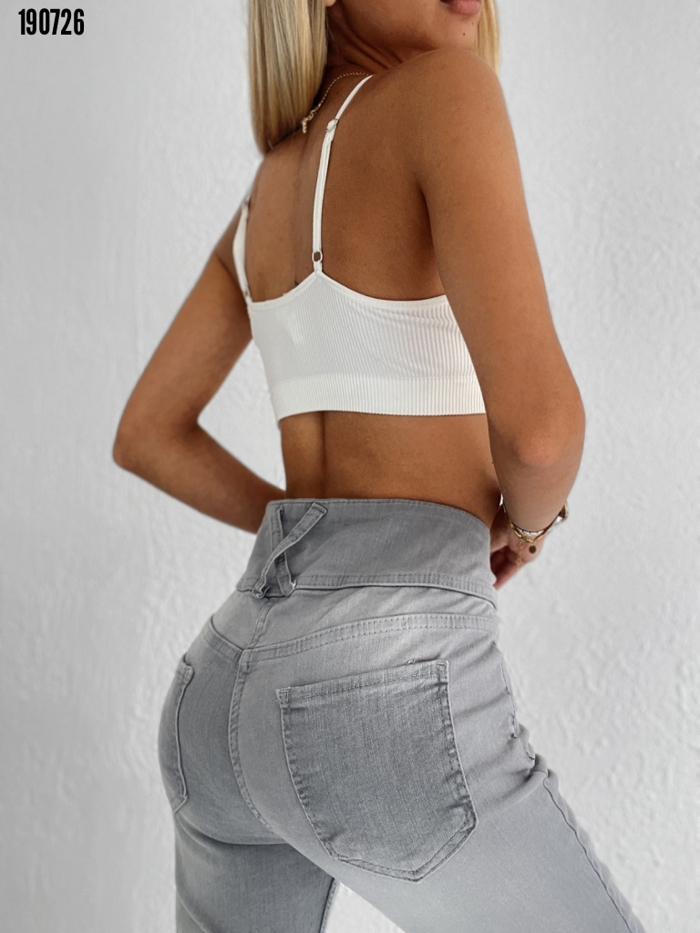 Yüksel Bel Likralı Kot Pantolon (Gri), 38357