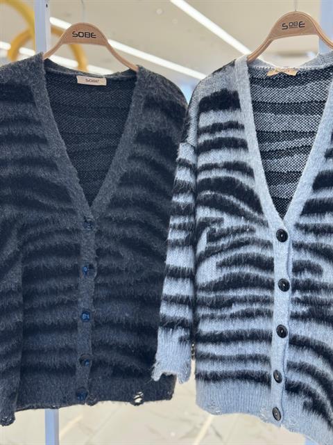 Zebra Desen Triko Hırka 5166