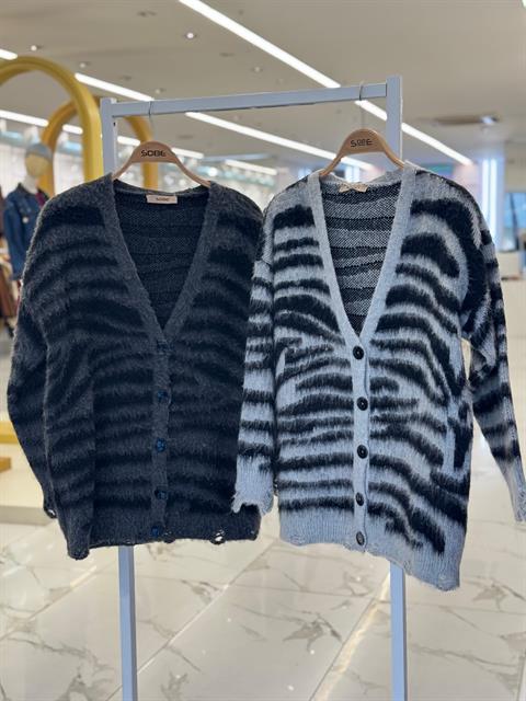 Zebra Desen Triko Hırka 5166