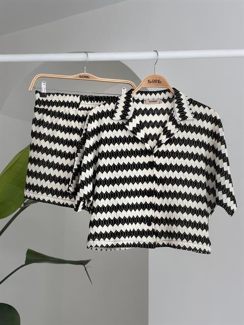 Zigzag Desenli Şortlu Takım 9848