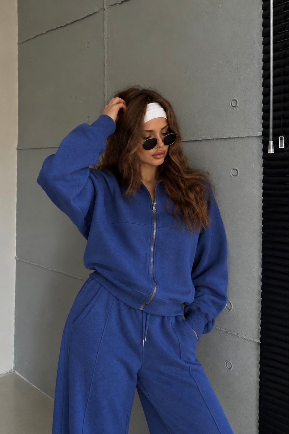 Fermuar Detay Hakim Yaka Sweatshirt Eşofman İkili Takım - Bordo