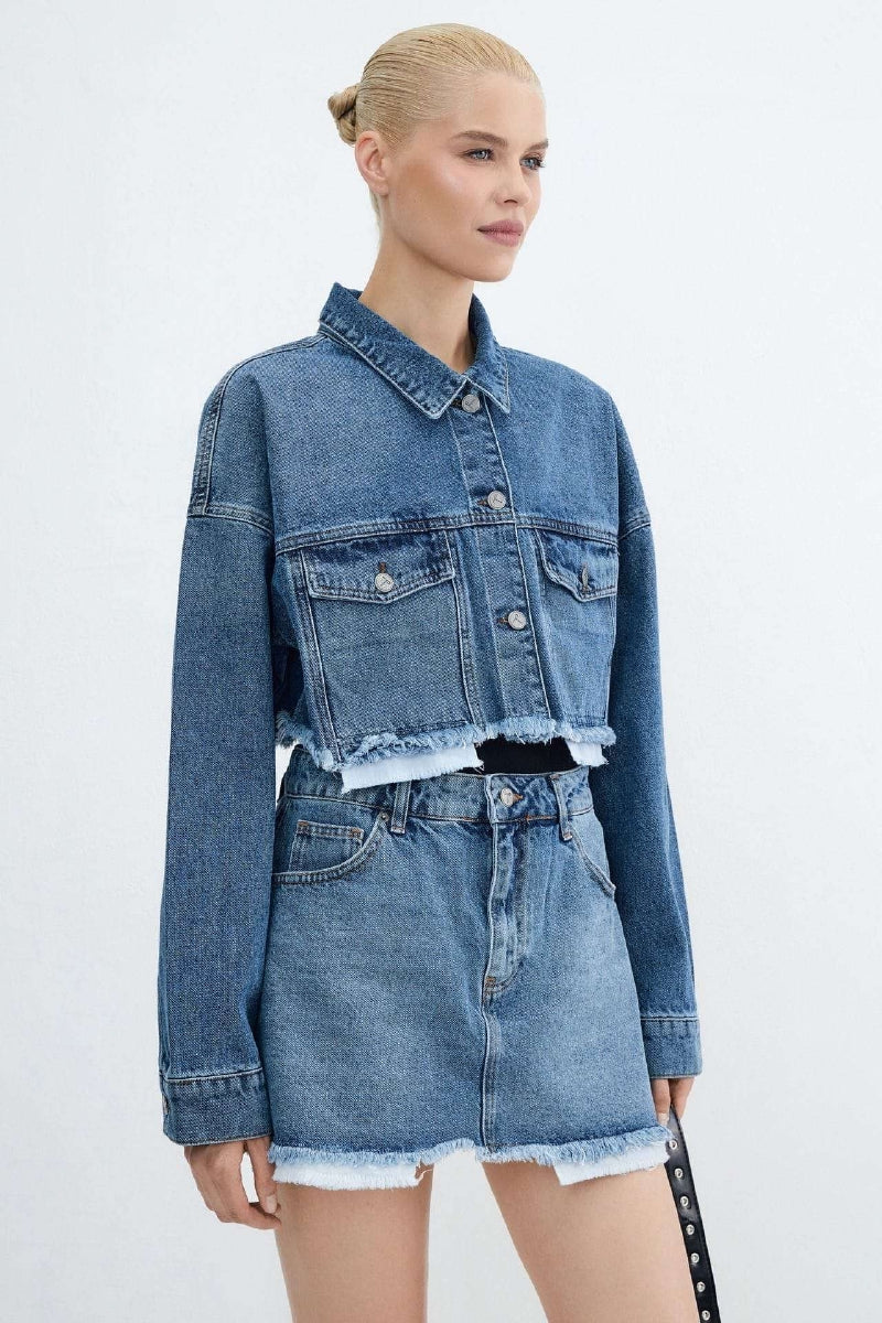 Mini Kot Etek - Orta Mavi Kot - (XS-L) - 2