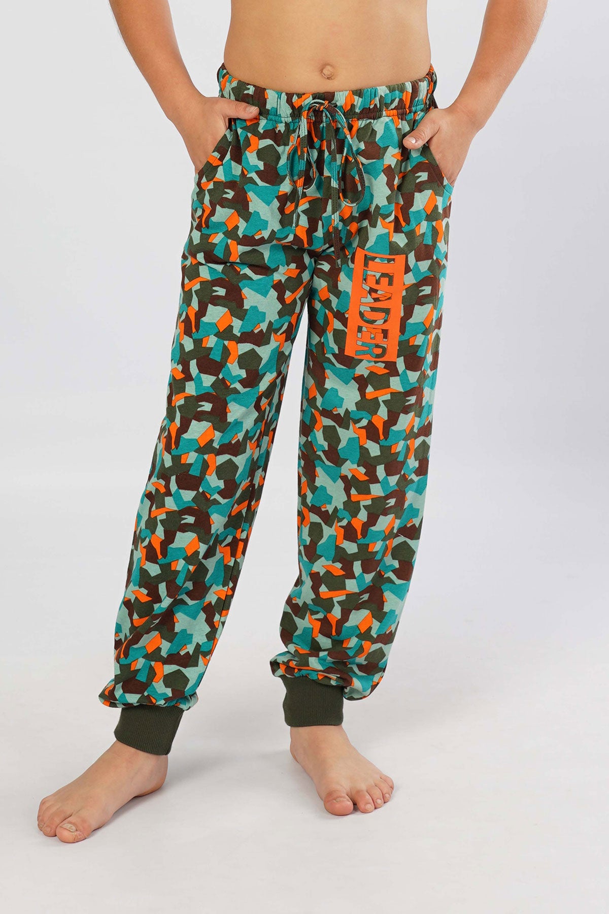 ERKEK COCUK P.SUPREM MANSETLI CEPLI TEK ALT PIJAMA - PETROL