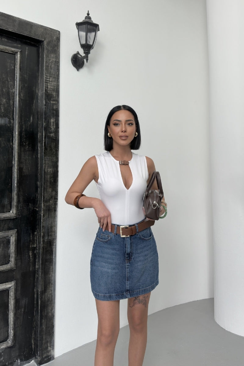 Mini Kot Etek - Koyu Mavi Kot - (S-XL-6) - 2
