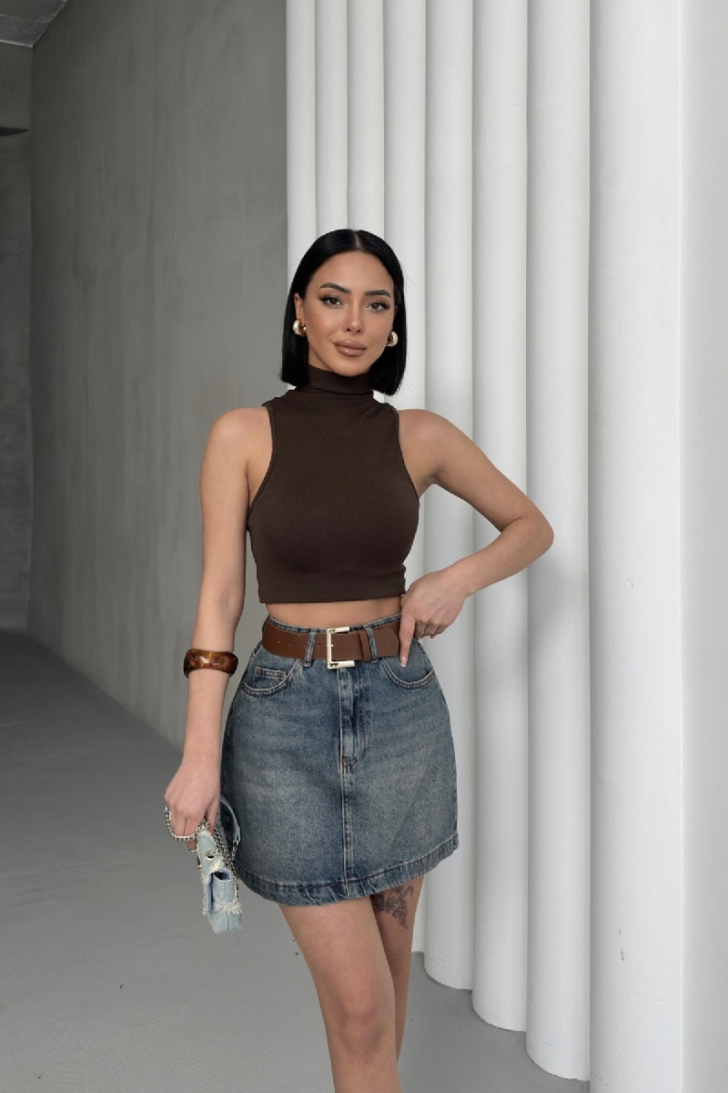 Mini Kot Etek - Orta Mavi ve Tintli - (S-XL-6) - 4
