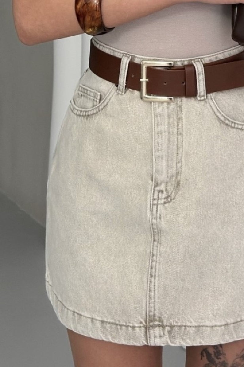 Mini Kot Etek - Açık Kahve - (S-XL-6) - 6