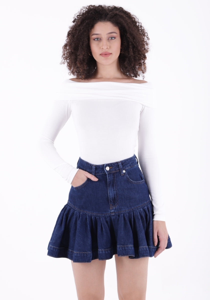 Mini Kot Etek - Düz Koyu Rins - (S-L-5) - 2