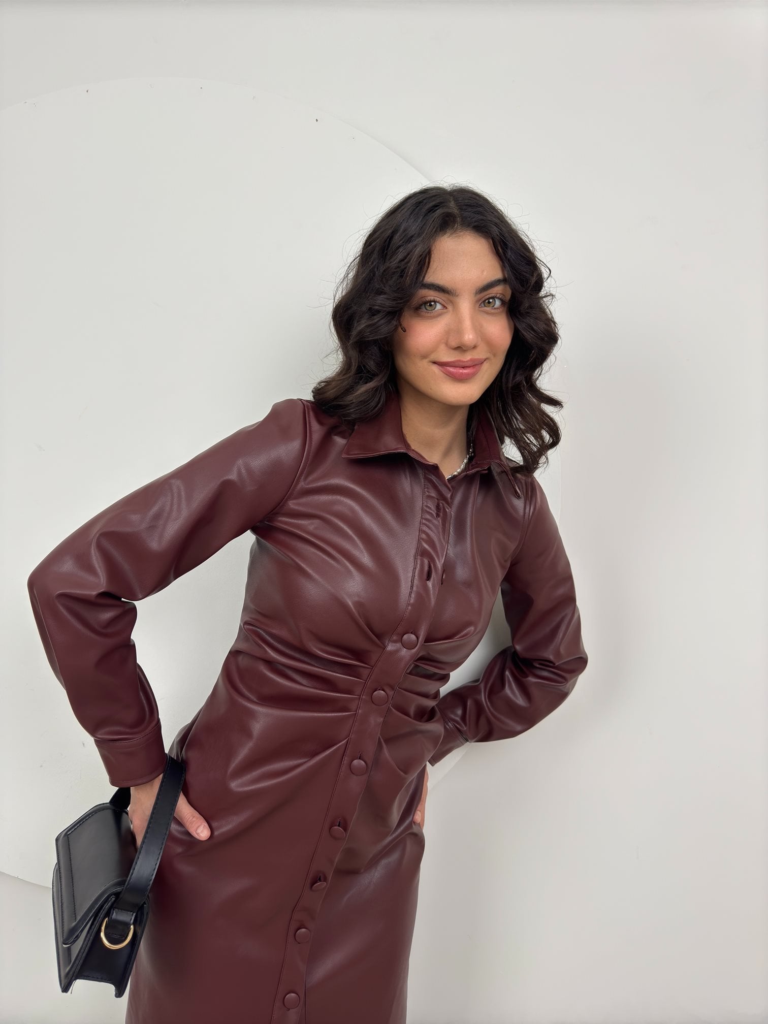1057 ZARA LİNE DERİ ELBİSE
